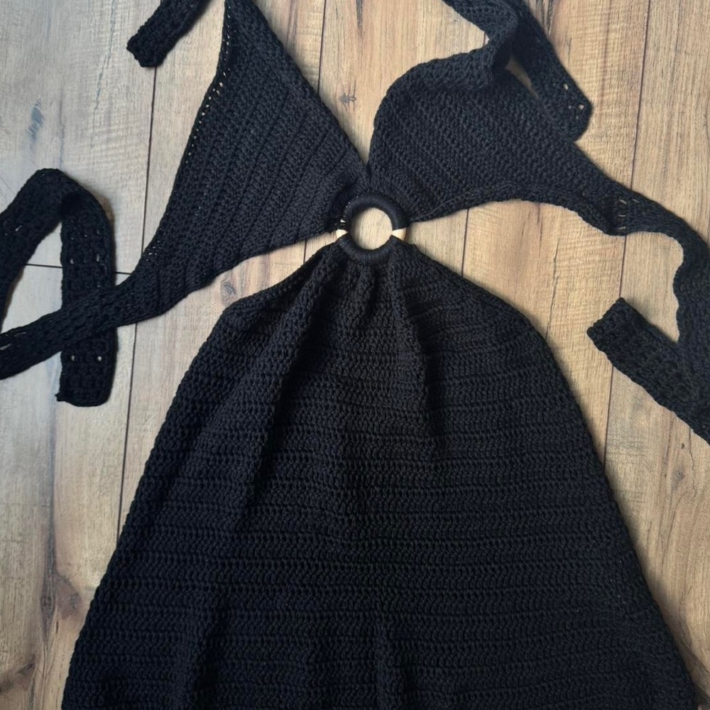 NEVER WORN Black Crochet Cover-Up Dress